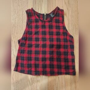 Forever21 Cropped Plaid Check Tank Sz. M